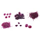 † A collection of various unmounted rubies and synthetic rubies