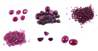 † A collection of various unmounted rubies and synthetic rubies