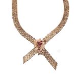 A 1970s 9 carat gold ruby necklace