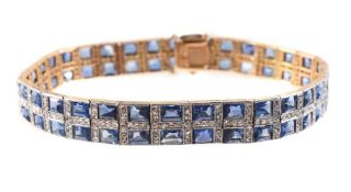 A sapphire and diamond bracelet