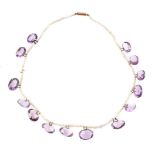 A Victorian amethyst and seed pearl necklace