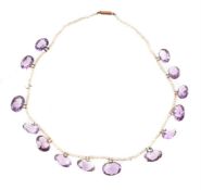 A Victorian amethyst and seed pearl necklace