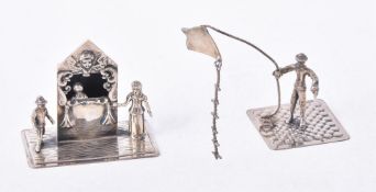 Two Dutch silver miniatures or toys