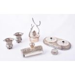 A Pakistani silver mounted two piece desk set