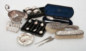 A collection of silver items