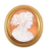 A mid Victorian shell cameo of Flora