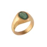 An antique green hardstone intaglio ring