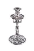 A Victorian silver Harlequin taper stick by William Wrangham Williams