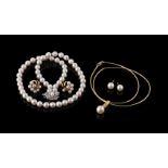 A small collection of cultured pearl jewellery