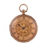 Unsigned, 18 carat gold open face pocket watch