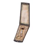 Y A French ivory and stained ivory inlaid etui