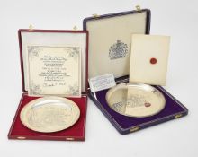 Two cased commemorative plates