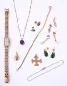 A small collection of gold coloured jewellery