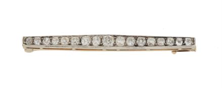 A late Victorian diamond bar brooch