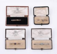 Four early 20th century bar brooches