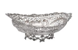 A continental silver coloured shaped oval pierced dish