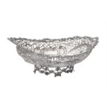 A continental silver coloured shaped oval pierced dish