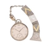 Cortebert, White gold coloured keyless wind slim line open face pocket watch