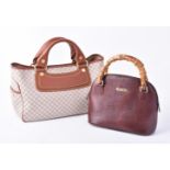 Celine, Boogie, a logo fabric and brown leather handbag