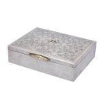 A Turkish silver coloured rectangular cigar box