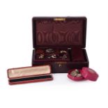 A collection of costume jewellery in a late Victorian jewellery case