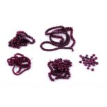 † A collection of graduated ruby beads