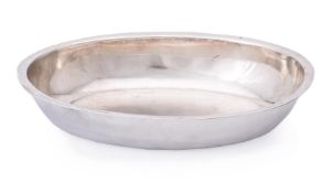 A Louis XVI French silver oval dish