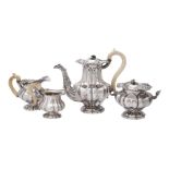 Y A matched Russian silver lobed baluster tea service