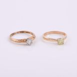 Two single stone diamond rings