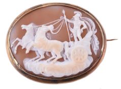 A 19th century shell cameo of Mars with chariot