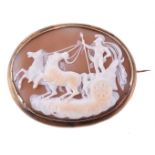 A 19th century shell cameo of Mars with chariot