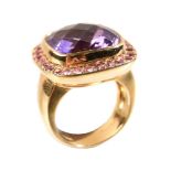 An amethyst and pink sapphire dress ring