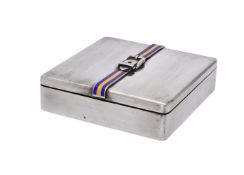 An Italian silver coloured and enamel table box by Cori Italo F.lli
