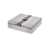 An Italian silver coloured and enamel table box by Cori Italo F.lli