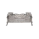 A silver rectangular ink stand by Robert Frederick Fox