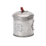 A George III silver cylindrical bougie box