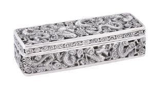 A Chinese export silver rectangular box by Luen Hing