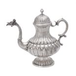 An Italian silver coloured coffee pot by Valle' & Gandini