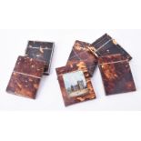 Y Six Victorian tortoiseshell veneered rectangular card cases