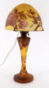 A large modern Galle style glass lamp base and shade