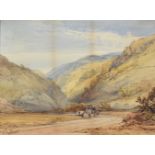 William Callow (British 1812-1908), 'Travellers in a mountainous landscape'