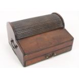 An early 19th century tambour top mahogany writing box