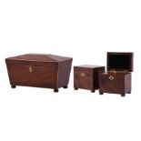 A pair of mahogany rectangular tea caddies