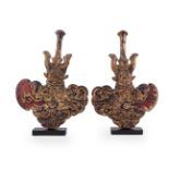 A pair of giltwood finials/pagoda sections