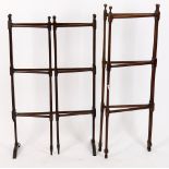 Two similar folding mahogany towel rails