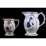 A Staffordshire pearlware blue and relief-moulded jug