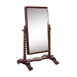 A Victorian mahogany cheval mirror