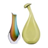 William Yeoward: a pale-yellow glass naturalistically shaped vase