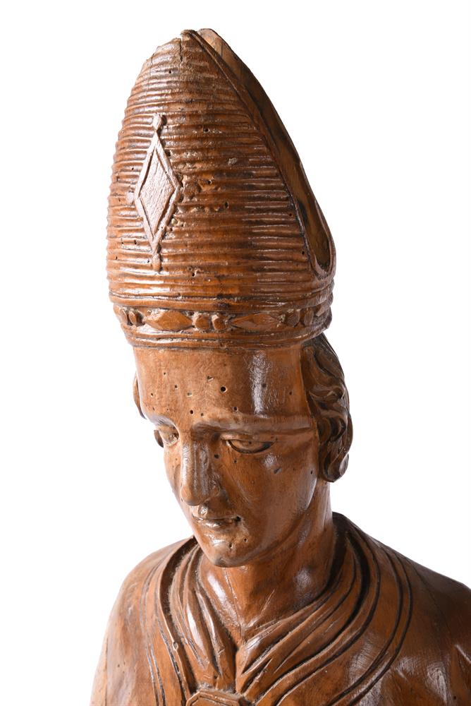A South German sculpted softwood model of a Bishop Saint - Image 2 of 9