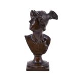 A bronze model of the head of Mercury
